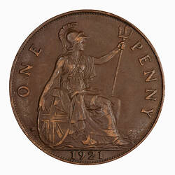Coin - Penny, George V, Great Britain, 1921 (Reverse)