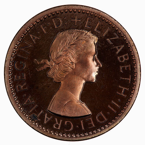 Proof Coin - Farthing, Elizabeth II, Great Britain, 1954 (Obverse)