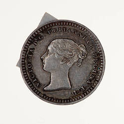 Coin - Three-Halfpence, Queen Victoria, Great Britain, 1843 (Obverse)