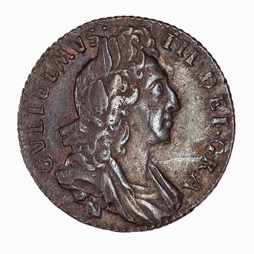 Coin - Sixpence, William III, Great Britain, 1697 (Obverse)