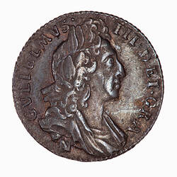 Coin - Sixpence, William III, Great Britain, 1697 (Obverse)