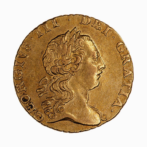 Coin - Quarter-Guinea, George III, Great Britain, 1762 (Obverse)