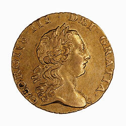 Coin - Quarter-Guinea, George III, Great Britain, 1762 (Obverse)