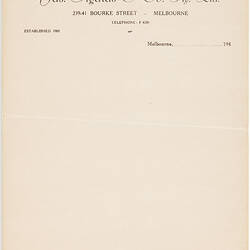 Letterhead - Jas. Sigalas & Co. Pty Ltd, Melbourne, 1940s