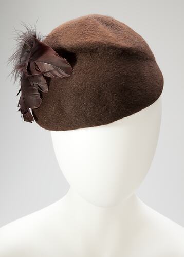 Hat - Cloche, Brown Velour, circa 1940