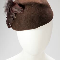 Hat - Cloche, Brown Velour, circa 1940
