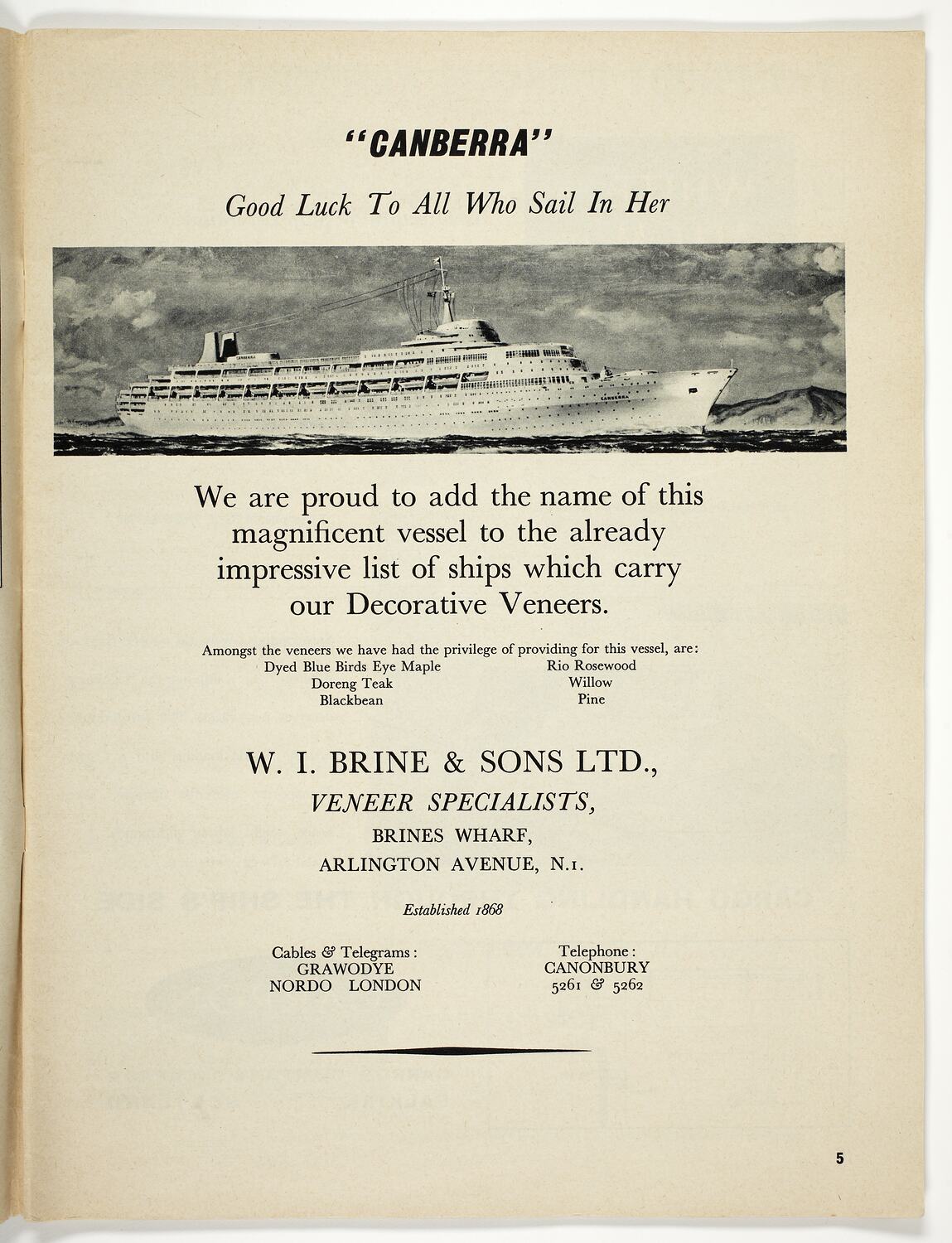 Brochure - 'ss Canberra Maiden Voyage Souvenir', P&o-orient Line, 1961