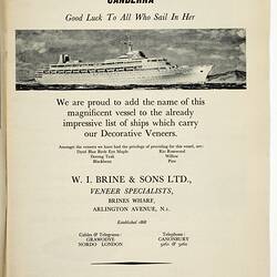 Brochure - 'SS Canberra Maiden Voyage Souvenir', P&O-Orient Line, 1961