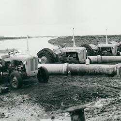 Photograph - Massey Ferguson, MF35S Tractors Pumping water, Lake Corangamite, 1963