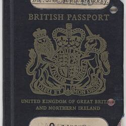 Gordon-Kirkby British passport with corners clipped.