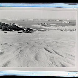 Glass Negative - Looking Out to Sea Towards the 'Boat Harbour' at Cape Denison, BANZARE Voyage 2, Antarctica, 1930-1931