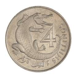 Coin - 4 Shillings, Gambia, 1966