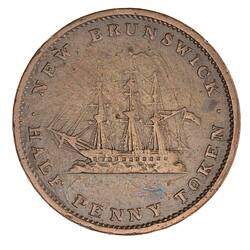 Coin - 1/2 Penny, New Brunswick, Canada, 1843