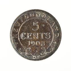 Coin - 5 Cents, Newfoundland, 1908