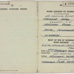 Booklet - Continuous Certificate of Discharge, Issued to Martin Spencer-Hogbin, Ministry of War Transport