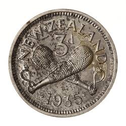 Proof Coin - 3 Pence, New Zealand, 1935
