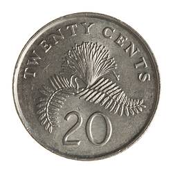 Coin - 20 Cents, Singapore, 1986