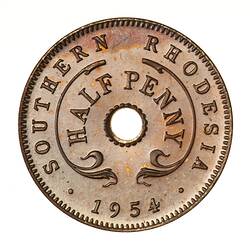 Proof Coin - 1/2 Penny, Southern Rhodesia, 1954