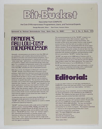 Newsletter - 'The Bit Bucket', Vol 2 No 3, Mar 1976