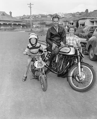 Negative - A Man & Boy on Motor Bikes, Victoria, Feb 1954