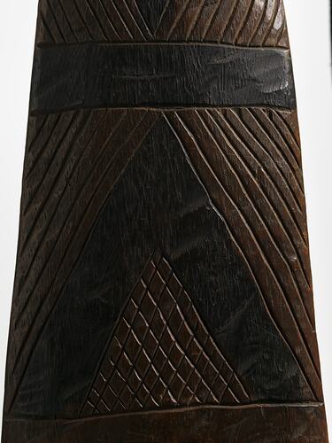 Long narrow wooden shield.