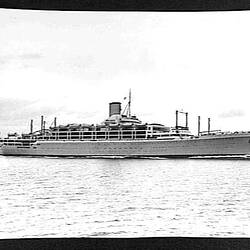 Photograph - Orient Line, RMS Orcades, Starboard Side from Forward During Speed Trials off Isle of Arran, Firth of Clyde, Scotland, 1948
