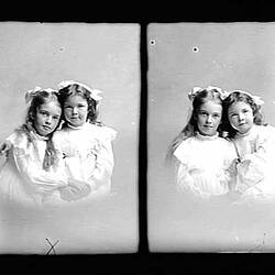 Glass Negative - Double Exposure Portraits of Jean & Edythe Ellison Harvie, Light Background, Melbourne, circa 1909