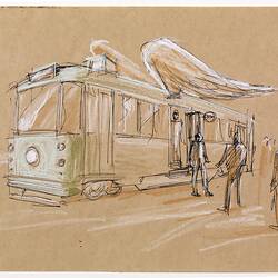 Concept Sketch - Flying Tram, Melbourne Commonwealth Games, 2005