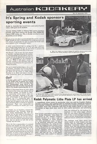 Newsletter - 'Australian Kodakery', No 72, Sep 1976