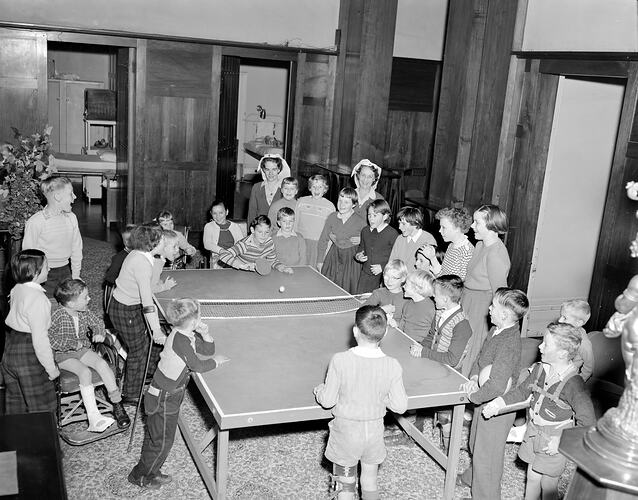 Australian Red Cross Society, Children Playing Table Tennis, Toorak, Victoria, 22 May 1959