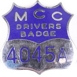 Badge - Melbourne City Council Drivers Badge 4045A, 1914