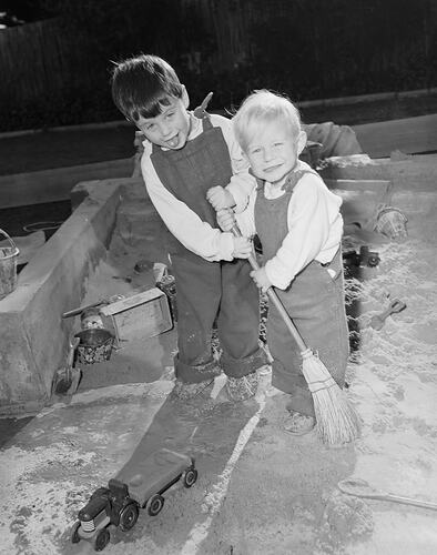 Children's Hospital, Two Boys in a Sandpit, Frankston, Victoria, 19 Jun 1959