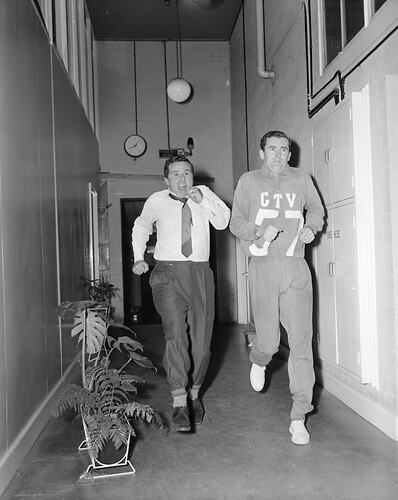 GTV9, Hal Todd with Athlete, Melbourne, 28 Jul 1959