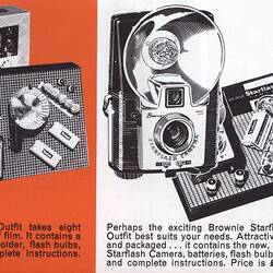 Pages printed with illustrations of cameras, plus text.
