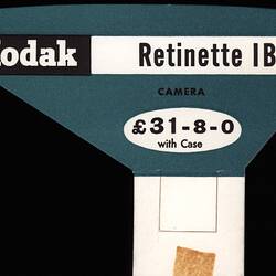 Price Ticket - Kodak Australasia Pty Ltd, 'Kodak Retinette 1B Camera', 1959 - 1960