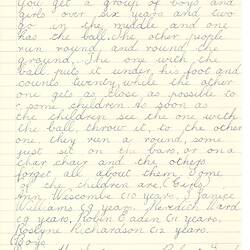 Document - Roslyne Richardson, to Dorothy Howard, Description of Chasing Game 'Brandy All Over', 1954-1955