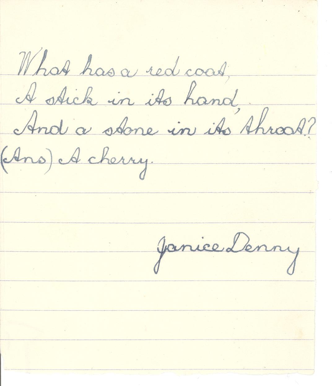 Document - Janice Denny, Addressed to Dorothy Howard, Transcription of ...