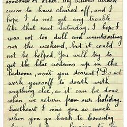 Off white page with handwritten text in black ink. Page 5.