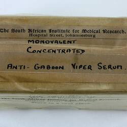 Antivenom Vial - Polyvalent, Cobras & Adders, South Africa, circa 1930