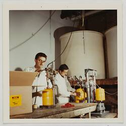 Workers Bottling Chemicals from Vats, Kodak Factory, Coburg, circa 1960s