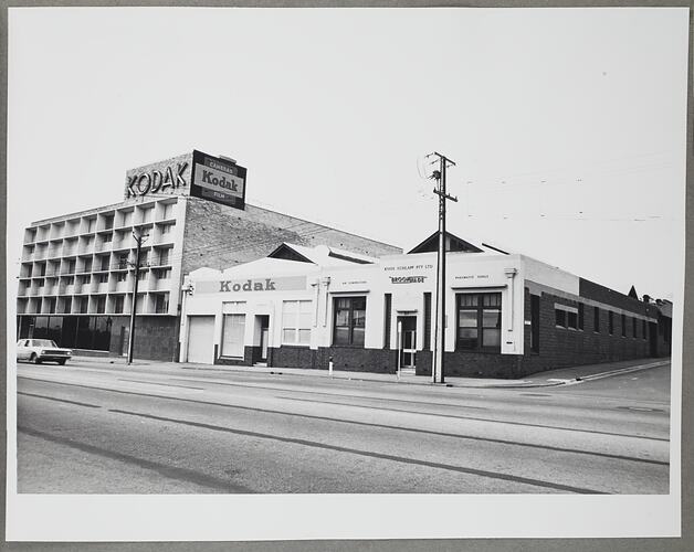 Street view of two Kodak branded buildings.