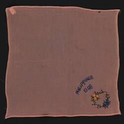 Handkerchief - 'Philippines', Pink Georgette, 1945