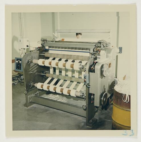 Slide 177, 'Extra Prints of Coburg Lecture', Paper Slitting Machine, Kodak Factory, Coburg, circa 1960s