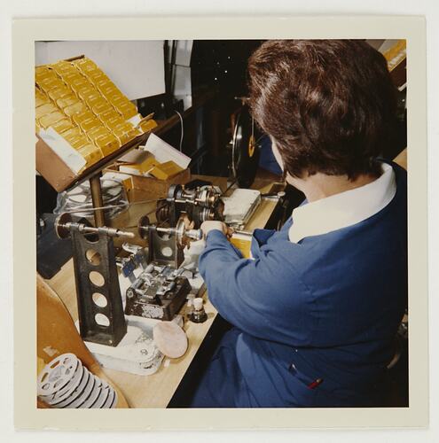 Slide 270, 'Extra Prints of Coburg Lecture', Splicing 16mm Film for Processing, Building 20, Kodak Factory, Coburg, circa 1960s