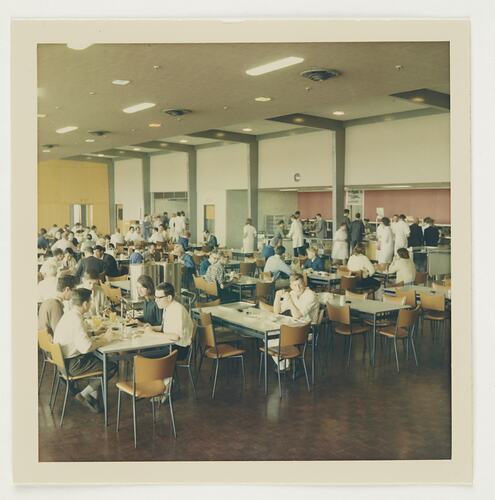 Slide 328, 'Extra Prints of Coburg Lecture', Workers in Canteen, Kodak Factory, Coburg, circa 1960s