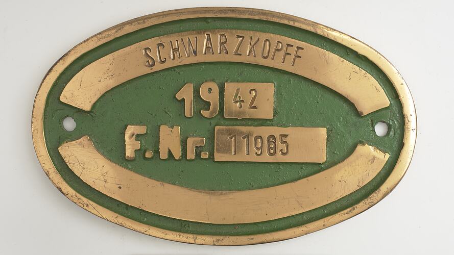 Locomotive Builders Plate - Schwarzkopff, 1942