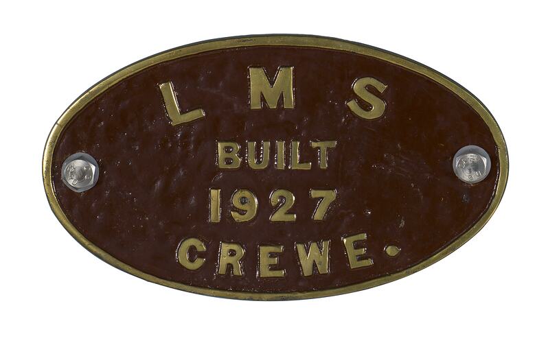 Locomotive Builders Plate - London, Midland & Scottish Railway, Crewe Works, England, 1927