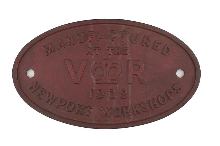 Locomotive Builders Plate - Victorian Railways, Newport Workshops, Victoria, 1909