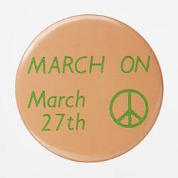 Badge - March on March 27th (orange), 1966