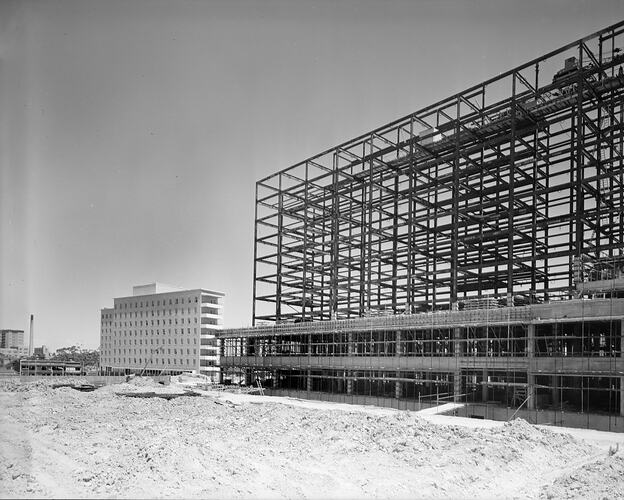Buildings Under Construction, Royal Children's Hospital, Parkville, Victoria, Dec 1958